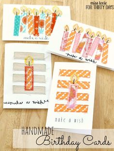 handmade birthday cards with candles on them