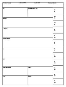 a blank sheet with the name and number of each item in this worksheet