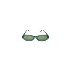 a pair of green sunglasses on a white background