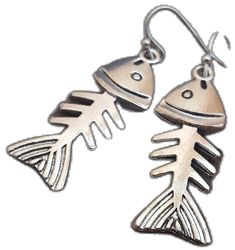 Silver Fish-shaped Earrings With Ear Wire, Silver Fish-shaped Earrings With Fish Hooks, Nickel-free Silver Fish-shaped Earrings, Fish Earrings, Fish Jewelry, Bone Earrings, Silver Fish, Nature Inspired Jewelry, Jewelry Sterling Silver