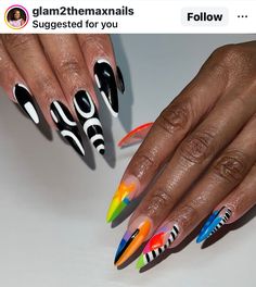 Interesting Nails, Fun Summer Nails, Nail Board, Nail Decor, Colorful Nails, Print Nails