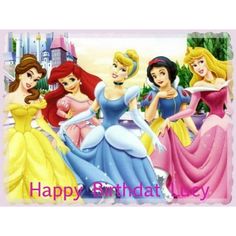 there are many princesses in this happy birthday card