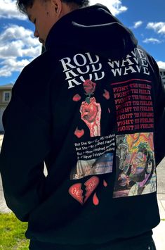 Rod wave Hoodie, inspired by his latest song, "Fight the feeling".  -Hoodies Only available in the color black at the moment!  -Vintage-Like hoodie with glitch effect on the two bottom images.  -TURN AROUND TIME is 1-2 Weeks! But as soon as it's ready it will be shipped out immediately!  - 50% Cotton, 50% Polyester. Unisex sizing, but for an oversized look, size up!  -Since it is made to order and custom made, there will be NO REFUNDS. Rod Wave Collage, 13 Birthday, Rod Wave, Glitch Effect, New Fathers, Hoodie Oversize, Cute Hoodie, Sweatshirt Short Sleeve, Comfy Hoodies