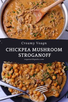 creamy vegan chickpea mushroom stroganonoff is an easy and delicious dish that's ready in under 30 minutes