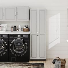 a washer and dryer in a room with white walls