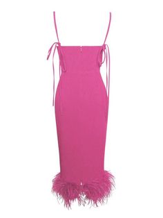 Posh Fuchsia Feather Trim Bottom Maxi Dress Pair this gorgeous Fuchsia maxi dress with a popping pink feels! Get ready to turn heads with this show-stopping dress in Posh Fuchsia. The feather trim adds a touch of playful elegance, while the stunning bottom maxi style is perfect for making a statement. And let's not forget the vibrant pink color that will have you feeling on top of the world! (Pink never looked so good!) Material: Woven Fabric Length: Approx 40.1inch / 102cm (Without strap) Stret Feather Trim Dress, Fabric Feathers, Night Out Tops, Tie Dye Jumpsuit, Pink Dress Women, Feather Trim, Trim Dress, Maxi Styles, Maxi Dress Cocktail