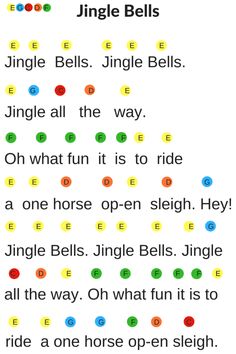 an image of the words jingle bells written in different colors and sizes on a sheet of paper