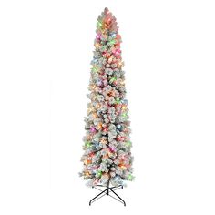 a white christmas tree with multicolored lights