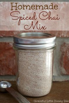 homemade spiced chai mix in a mason jar