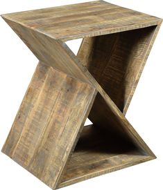 a wooden table with an open section on the top and one section at the bottom