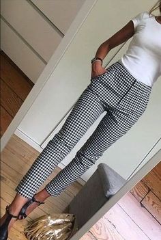 15+ Cute fashion outfits ideas – Fashion, Home decorating Summer Work Outfits Curvy, Checkered Pants, Business Casual Outfits For Women, Summer Work Outfits, Casual Work Outfits, Looks Chic, Trend Fashion, Work Outfits Women, Curvy Outfits