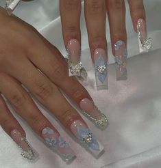 Girls Nail Designs, Spring Acrylic Nails, Long Nail Designs, Glamour Nails, Cute Acrylic Nail Designs, Pretty Nail Designs, French Acrylic Nails, Dope Nail Designs