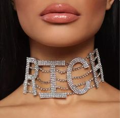 Rhinestone Letters, Choker Collar Necklace, Rhinestone Choker Necklace, Bling Necklace, Crystal Choker Necklace, Statement Choker Necklace, Rhinestone Choker, Crystal Choker, Trendy Necklaces