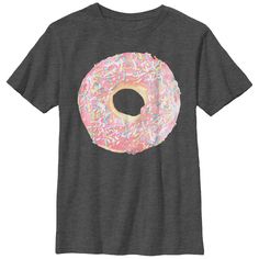 Fill that empty hole in your heart with a delicious doughnut on the Lost Gods Sprinkle Doughnut Heather Charcoal T-Shirt. A delicious doughnut covered in sprinkles and pink frosting tempts you on this gray doughnut shirt. Sprinkle Doughnut, Pink Frosting, Sleeve Packaging, Boy Tees, Slim Fit Shorts, Stylish Shirts, Luxury Outfits, Fabric Material, Frosting