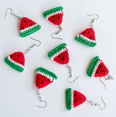 Watermelon Earrings Watermelon Slice Earrings Crochet Earrings Crochet Melon Earrings Cute Fruit Earrings Boho Jewelry Fun Fruit Jewelry - Hemsin Atelier Watermelon Earrings, Fun Fruit, Earrings Crochet, Sweet Watermelon, Watermelon Slice, Fruit Jewelry, Crochet Work, Fruit Earrings, Watermelon Slices