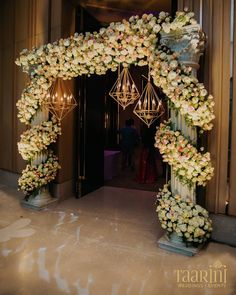 Entrance Wedding Sangeet Decor Wedding Entrance Decoration, Entrance Decoration Ideas, Simple Wedding Decoration, Decoration Ideas Wedding, Wedding Reception Entrance, Beautiful Entrance, Reception Stage Decor, Entrance Decoration