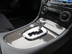 the interior of a car with an automatic gear lever