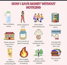 how i save money without not having to use it for shopping and eating info poster