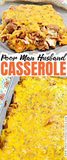 the casserole is ready to be eaten and served in the pan with text overlay