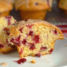 a muffin cut in half on a plate