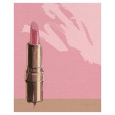 a painting of a lipstick on a pink background