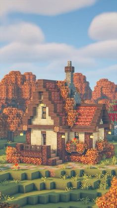 #fyp #minecraft #minecraftbuilding #fall Cute Brick Minecraft Houses, Swamp Biome Minecraft House, Minecraft House With Chimney, How To Make Bricks In Minecraft, Big Library Minecraft, Cozy Minecraft Seeds, Simple Windmill Minecraft, Minecraft Waffle House, Tudor Style Minecraft House