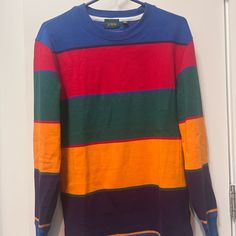 Bold Striped Heavyweight Long Sleeve Tee. Men’s Size Xs From Jcrew. Oversized M, So Fits Like A Standard Size S. Like Brand New. Only Worn Once. Originally $79! Sporty Striped Color Block Top, Casual Multicolor Winter Tops, Casual Multicolor Tops For Winter, Casual Multicolor Graphic Print Sweater, Multicolor Casual Sweater For Streetwear, Multicolor Crew Neck T-shirt For Winter, Blue Color Block Sweater For Streetwear, Sporty Multicolor Crew Neck Sweatshirt, Retro Multicolor Long Sleeve T-shirt