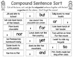 compound sentence sort worksheet with pictures and words to help students understand what they are doing