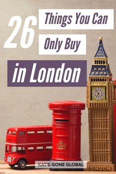 the big ben clock tower and red double decker bus are featured in this postcard