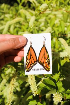 With small translucent panes of orange, peach and light yellow, the way these Butterfly Wing earrings flutter in the breeze is so incredibly sweet. They also serve as a wonderful reminder to think of and care for our pollinators. These unique earrings are made out of the prettiest translucent enamel which allows for light to filter through them. It has an etched brass frame that featured 22K Gold Plating. Click here to see these pretty earrings in the sunlight. The Drop Earrings will have your c Butterfly Wing Earrings, Butterfly Wing, Wing Earrings, Pretty Earrings, Brass Frame, Butterfly Wings, 22k Gold, Light Yellow, Unique Earrings