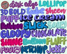 some type of font that is very colorful and has many different letters on it, including the