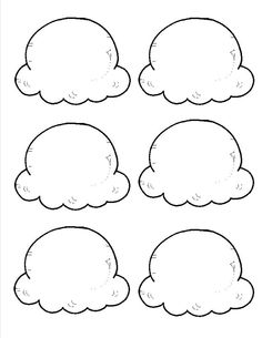 four clouds with different shapes and sizes on the top one is drawn in black ink