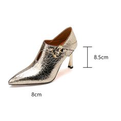 Upgrade your shoe collection with our Chic Leather Pointed Toe Slip-on Pumps, crafted with high-quality cow leather for a touch of luxury. The pointed toe shape adds sophistication, while the 8cm heel height provides the perfect lift. With a solid pattern and slip-on closure, these versatile pumps are both stylish and convenient. Don't miss out on the opportunity to add a touch of elegance to your wardrobe. Order yours today and experience the perfect blend of style and comfort. Luxury Leather Shoes With Pointed Toe And Reinforced Heel, Luxury Leather Shoes With Reinforced Heel And Pointed Toe, Elegant Leather Ankle Boots For Fall, Elegant Ankle-high Leather Shoes For Formal Occasions, Formal Leather Heels With Metal Pin Buckle, Elegant Gold Pointed Toe Leather Shoes, Elegant Leather Ankle Boots, Gold Leather Shoes With Pointed Toe, Elegant Gold Leather Shoes With Round Toe