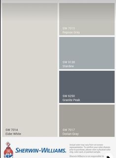 the color scheme for sheryln - williams's gray paint colors, including white and