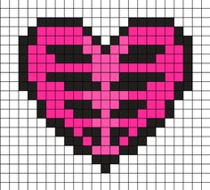 a pink and black heart is shown in the shape of a cross stitch pattern on a white background