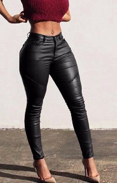 WOMENS LEATHER PENCIL PANTS Pu Leggings, Celana Fashion, Plain Leggings, Looks Pinterest, Black Leather Pants, Stylish Pants, Stretchy Pants, Pencil Pants, Leather Trousers