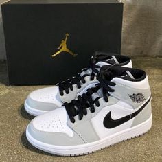 Air Jordan 1 Mid "Light Smoke Grey" Women's shoes Air Jorden1 Women, Air Jordan 1 Mid Shoes, Air Jordan Women Shoes, Women Air Jordan 1 Mid, Womens Jordan 1 Mid, Air Jordans 1 High Grey, Best Jordan Shoes For Women, Jordans 1 Smokey Grey, Cute Air Jordans For Women