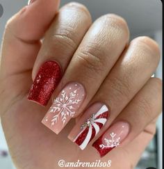 Nails Navidad, Xmas Nail Designs, Wow Nails, Work Nails, Acrylic Nails Coffin Short, Uñas Acrilicas, Xmas Nails