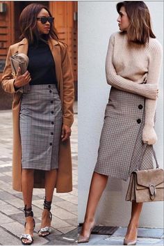 Falda con botones Rok Midi, Rok Outfit, Skirt Diy, Mode Casual, Skirt Midi, A Skirt, Plaid Skirt, Cool Street Fashion