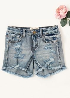 Girls Boutique Clothing, Trendy Denim, Flowing Dresses, Girls Boutique, Distressed Shorts, Petite Outfits, Stylish Shoes, Bottom Clothes, Girls Clothing