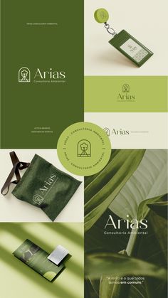 the logo for ariis is shown in three different colors and shapes, including green