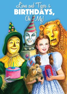 Inside Greeting: Tap your heels together three times and... Make a wish! Happy Birthday TEAM PICK: Who doesn't love Dorothy and company?! Our spectacular Sales Manager, Robin, loves this charming birthday card referencing the ever-classic 1939 film, The Wizard of Oz.Details: Printed on thick, semi-gloss finish card stock. Made in the USA using post-consumer paper and vegetable based inks. Size: 5 x 7 inches Funny Happy Birthday Images For Men, Happy Birthday Movie, Happy Celebrations, Birthday Graphics, Wish Happy Birthday, Birthday Ecards Funny, Funny Happy Birthday Images