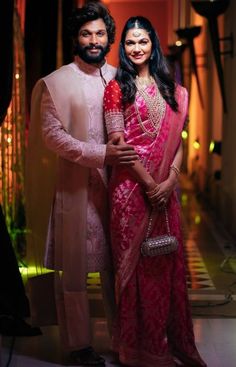 Niharika Konidela Wedding, Allu Arjun And Sneha Reddy, Alu Arjun, Pink Sherwani, Niharika Konidela, Sneha Reddy, Wedding Kurta, Indian Wedding Poses