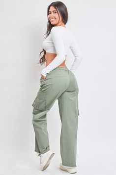 It’s giving utility but make it cute! Get things done in our Women’s Mid-Rise Cargo Pants – these pull-on trousers are so good, you’ll never want to pull them off. Designed to be comfortable with a still-flattering silhouette, this mid-waist pant features a hint of stretch and a straight leg. Detailed with a drawstring Straight Leg Pull-on Cargo Pants For Fall, Straight Leg Cargo Pants With Pull-on Style For Fall, Fall Straight Leg Pull-on Cargo Pants, Versatile Fall Cargo Pants With Elastic Waistband, Spring Wide Leg Pull-on Cargo Pants, Versatile Stretch Cargo Pants For Spring, Versatile Straight Leg Cargo Pants With Elastic Waistband, Stretch Utility Cargo Pants, Spring Cargo Pants With Pull-on Style And Straight Fit