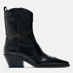 Heeled Leather Ankle Boots. Cowboy Style. Pointed Toe. Side Zip Closure. Heel Height: 2.4 Inches (6 Cm) Airfit. Flexible Technical Sole Made Of Latex Foam Designed To Offer Increased Comfort. Cowboy Boots For Men, Black Cowboy Boots Ankle, Black Cowboy Boots For Men, Camel Ankle Boots, Midcalf Black Cowboy Boots, Zara Ankle-high Heeled Boots Medium Width, Zara Ankle-high Heeled Boots With Padded Ankle, Cowboy Ankle Boots, Velvet Ankle Boots