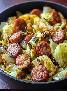 Health meal, low carbs meals, keto meal Keto Cabbage Recipe, Sausage And Cabbage, Fried Cabbage With Sausage, Kielbasa And Cabbage, Smoked Sausage Recipes, Cabbage And Sausage, Skillet Dishes, Cabbage Casserole, Fried Cabbage