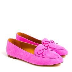 Seriously, My New Favorites!! They Can Be Dressed Up Or Down. Look Amazing With White Jeans. Pink Flat Heel Loafers For Workwear, Pink Almond Toe Flats For Work, Pink Flats With Flat Heel For Work, Pink Slip-on Flats For Work, Pink Flat Heel Flats For Work, Blue Ballet Shoes, Loafers With Bow, Pink Loafers, Leopard Print Ballet Flats