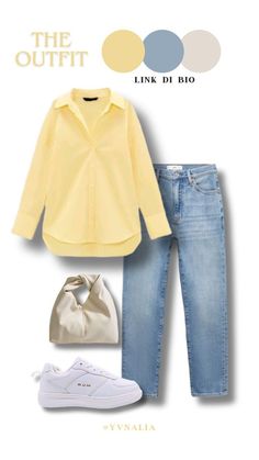 Mix And Match Summer Outfits, Yellow Matching Colors Outfit, How To Style Yellow Shirt, Yellow Shirt Outfit, Mix And Match Outfits, Smart Casual Women Outfits, Stylish Outfits Casual, Mix Match Outfits, Fashion Top Outfits