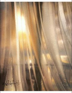 an abstract painting of curtains with the sun shining through them and text that reads, what do you think?