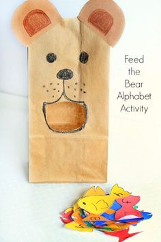 a paper bag with a bear drawn on it